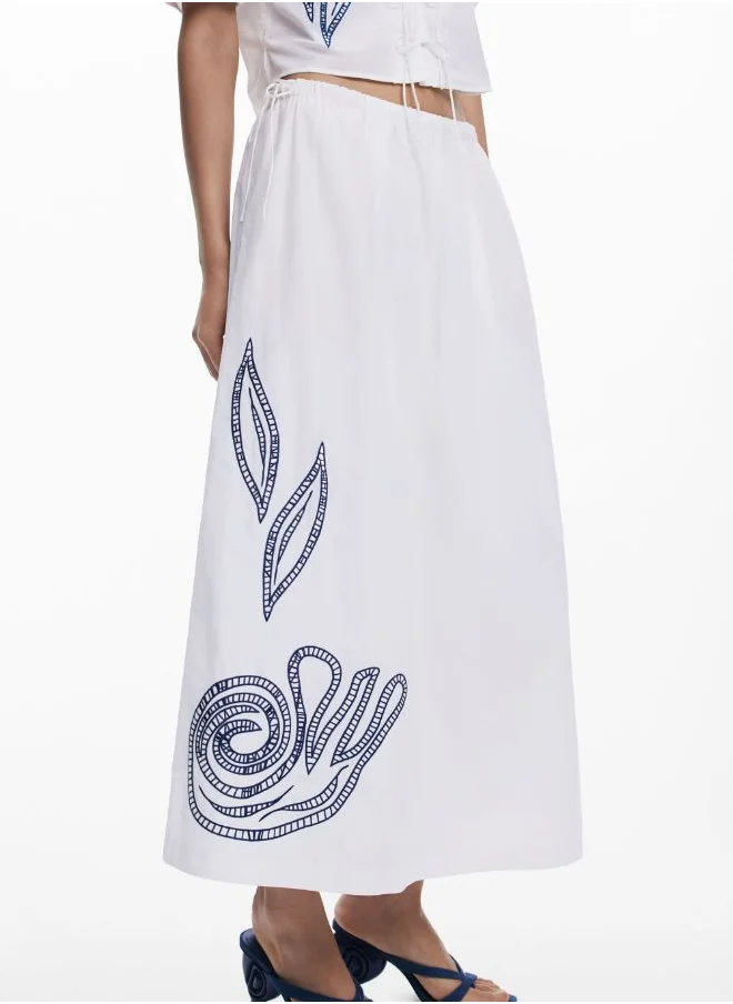 DESIGUAL Embroidered Midi Skirt
