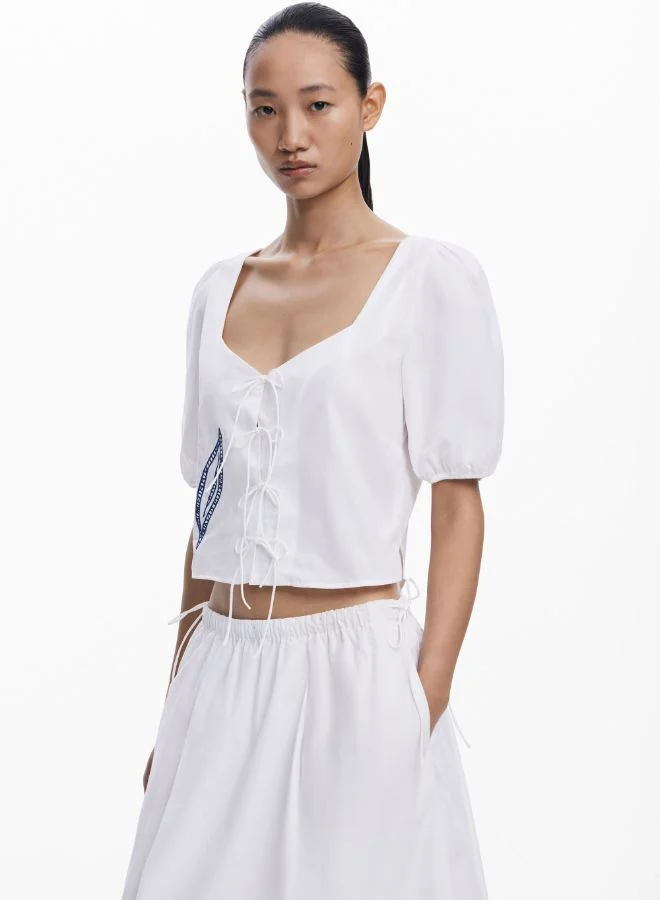 DESIGUAL White Embroidered Midi Skirt for Women | Best Price UAE