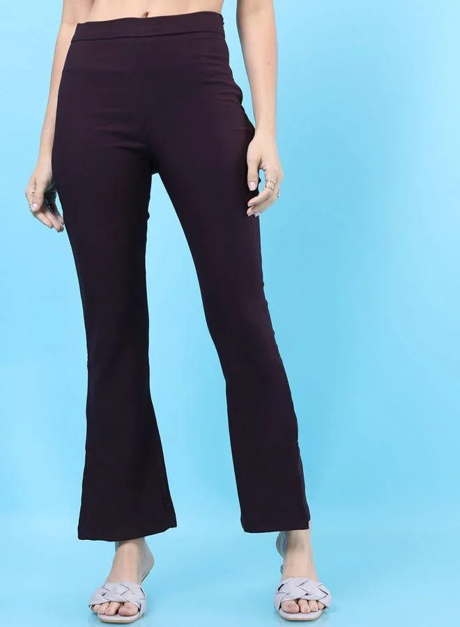 Women Tapered Solid High-Rise Straight Pants