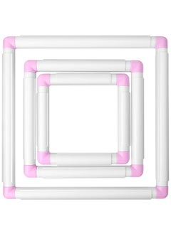 Pllieay 3 Pack Square Embroidery Hoops, Plastic Cross-Stitch Hoops, Plastic Clip Frame For Embroidery, Embroidery Quilting Frames (6X6", 8X8", 11X11")…  - Image 1