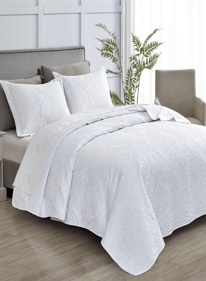 MK Home مجموعة Mk لحجم الملك/كاليفورنيا الملك بحجم كبير 118"x106" 3 قطع غطاء سرير ماسي مطبوع بلون رمادي داكن/فحم جديد - Image 5