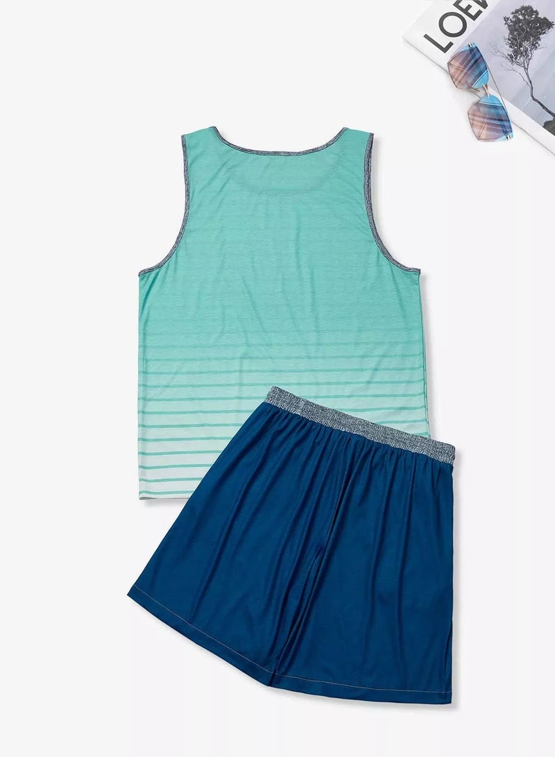 Men Letter Graphic Tank Top & Shorts - Image 2