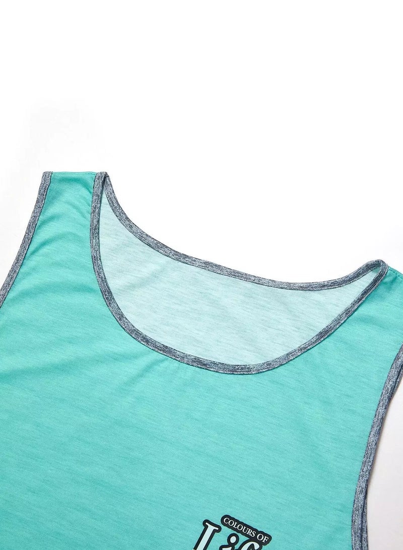 Men Letter Graphic Tank Top & Shorts - Image 3