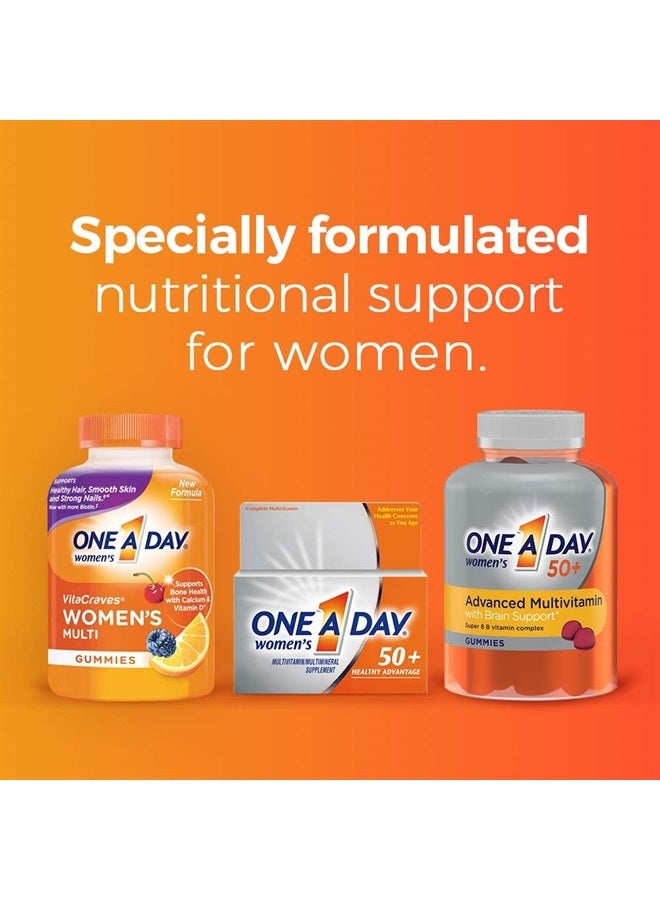 ONE A DAY حبوب ون في اليوم للنساء 50+، متعددة الفيتامينات المتقدمة للنساء، فيتامينات لدعم الدماغ ودعم المناعة، متعددة الفيتامينات مع مركب فيتامين ب 8 الفائق، 110 حبة - Image 2