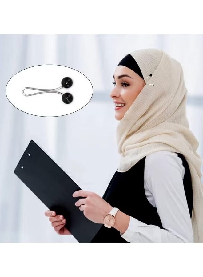 Goodearn Women's Brooch U Shape Turban Clip Faux Pearl Scarf Needleless Scarf Clip, Women's Shawl and Turban Brooch 12 Pieces Black  - Image 3