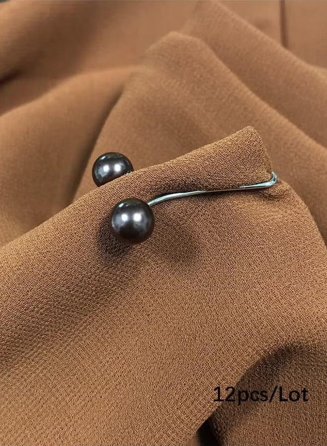 Goodearn Women's Brooch U Shape Turban Clip Faux Pearl Scarf Needleless Scarf Clip, Women's Shawl and Turban Brooch 12 Pieces Black  - Image 5