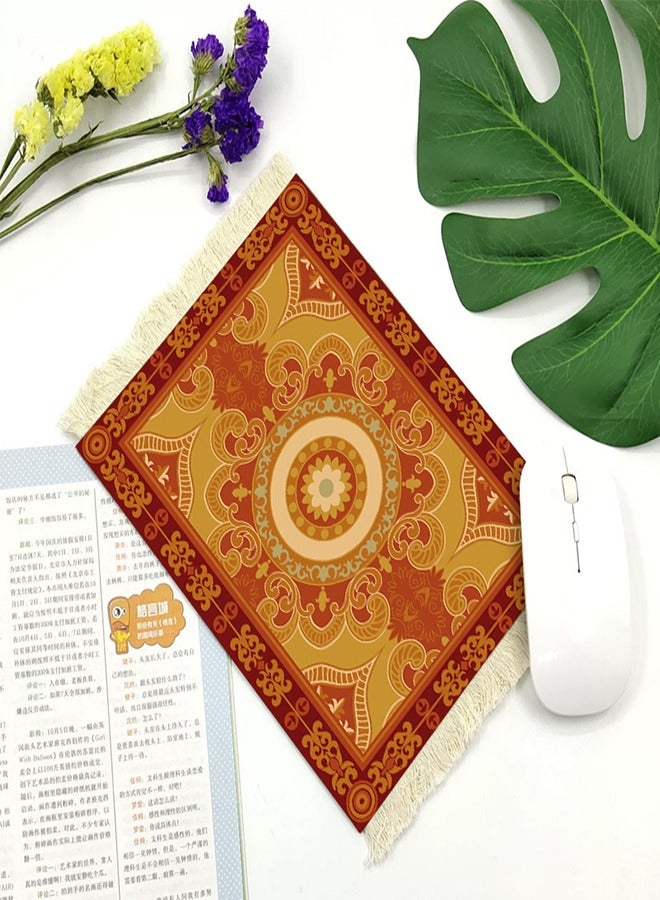 Aramu Vintage Mini Mouse Pad Coasters Oriental Mousepad Floral Style Funny Desk Mat Coasters Graduation Gift for Boho Doll House Rug with Anti Slip Rubber Base for Desk(Classic Style) - Image 1