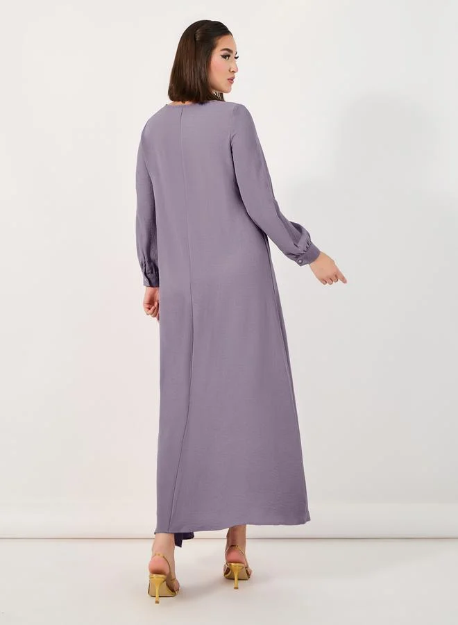 Styli Pintuck Panel Jalabiya with Button Detail