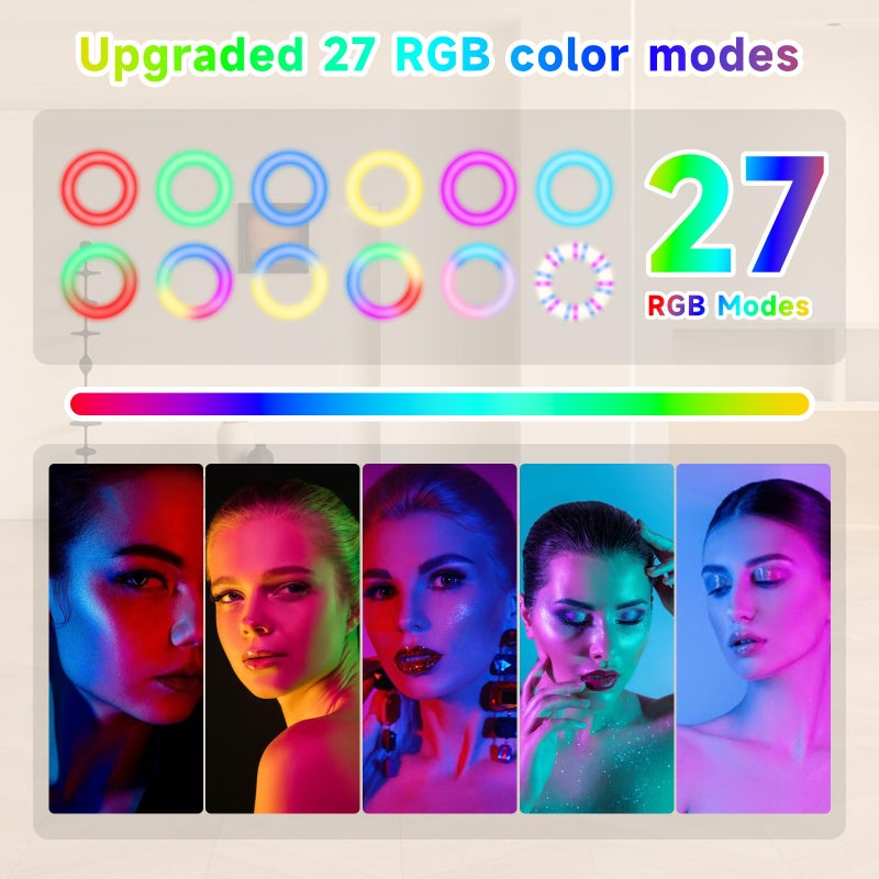 MagLoop 8"" RGB Ring Light with Overhead Camera Mount Overhead Phone Mount with RGB Fill Light for Articulating Arm Phone Mount for YouTube Live Stream Cooking Nail Video Recording - Image 3