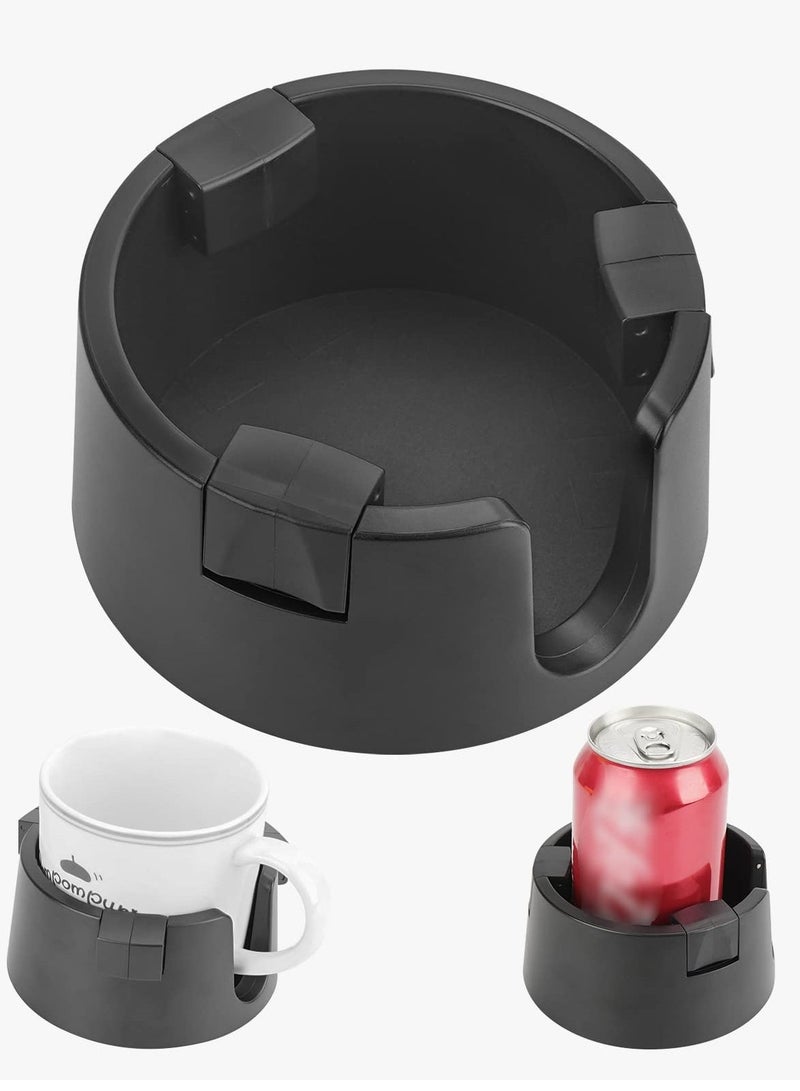 Anti Spill Cup Holder Adjustable Inner Diameter Drink Coaster with Sticker Adjustable Desk Cup Holder with Tacky Base Ideal for for Table Desk RV Boats Home Office and Outdoors Black - Image 1