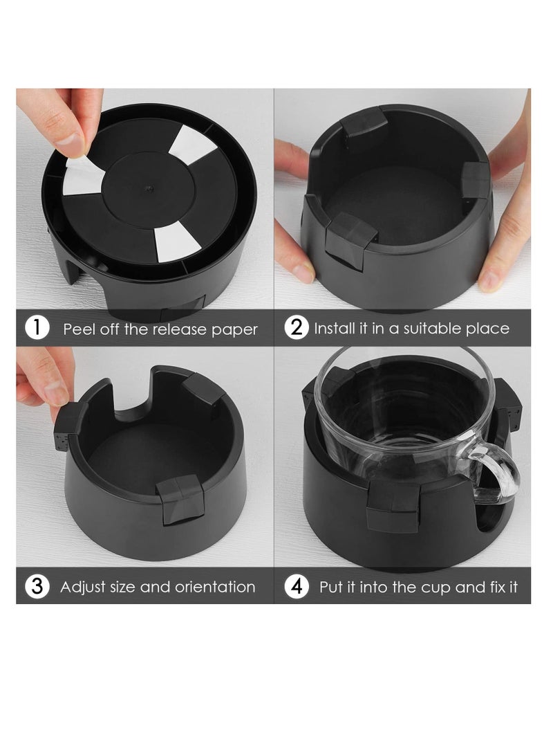 Anti Spill Cup Holder Adjustable Inner Diameter Drink Coaster with Sticker Adjustable Desk Cup Holder with Tacky Base Ideal for for Table Desk RV Boats Home Office and Outdoors Black - Image 2
