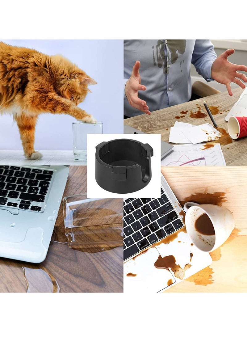Anti Spill Cup Holder Adjustable Inner Diameter Drink Coaster with Sticker Adjustable Desk Cup Holder with Tacky Base Ideal for for Table Desk RV Boats Home Office and Outdoors Black - Image 3
