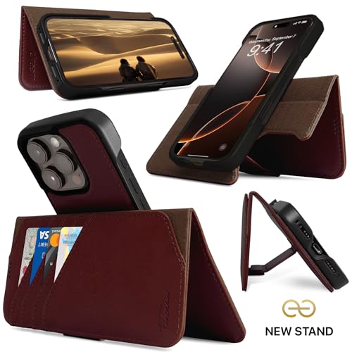 Dreem for iPhone 16 Pro Case Wallet, Revolutionary Phone Stand, Vegan Leather, MagSafe-Fit, Magnetic Detachable Flip Cover, RFID Blocking Card Holder, Gift-Box [Fibonacci:Coffee] - Image 3