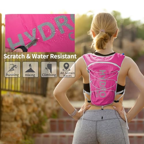 Mubasel Gear Lightweight Running Vest for Women and Men Hydration Backpack Pack with 1.5L Water Bladder Bag for Hiking Trail Running Gear Cycling Marathon (Hot Pink) - Image 4