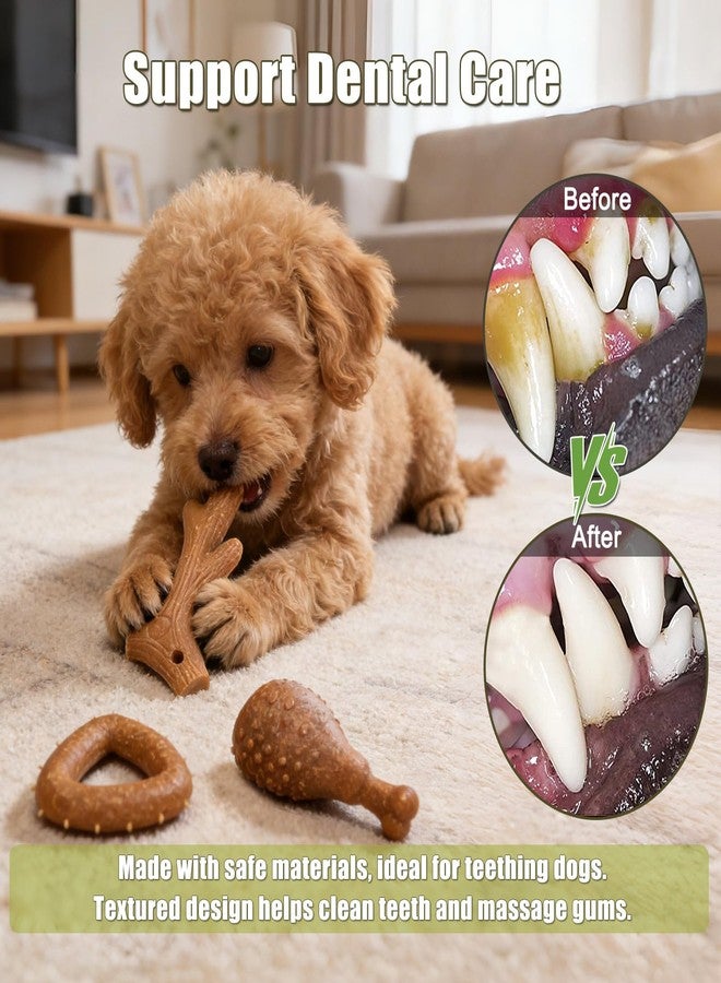 SCHITEC Dog Toys for Aggressive Chewers, 3 Pack Nylon & Wood Dog Chew Toy, Tough Chew Bone for Puppy Small Medium Dogs, Indestructible Teething Dog Toy, Chicken Flavor (Small) - Image 4
