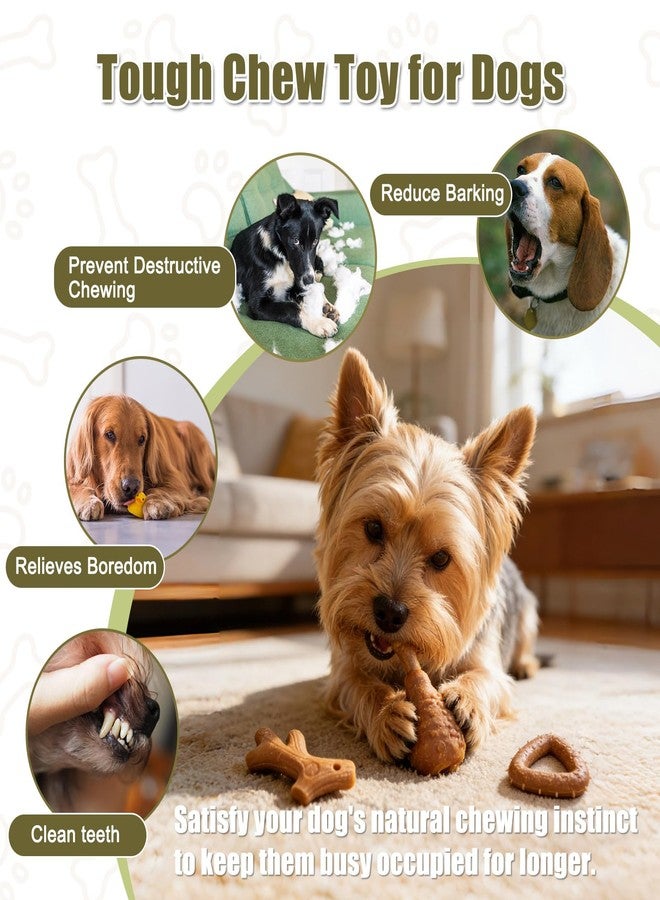 SCHITEC Dog Toys for Aggressive Chewers, 3 Pack Nylon & Wood Dog Chew Toy, Tough Chew Bone for Puppy Small Medium Dogs, Indestructible Teething Dog Toy, Chicken Flavor (Small) - Image 2