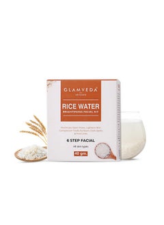 Glamveda Rice Water Brightening Facial Kit | 6 Steps Facial Kit | 40 Gm | Evens Skin Tone & Skin Lightening Facial Kit  - Image 1