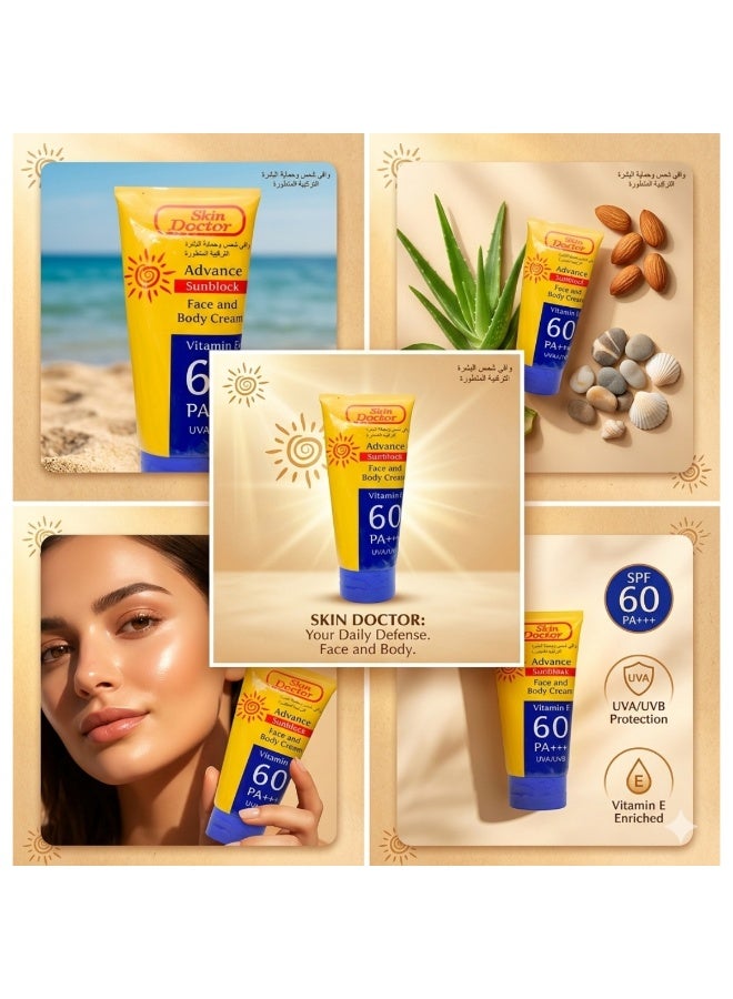 Skin Doctor Face & Body Sunblock Cream with Vitamin E, SPF 60 PA+++, 150g - Image 3