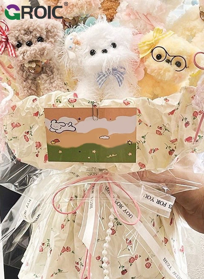 GROIC Doll Bouquet, Stuffed Dog Flower Bouquet with Gift Bag, LED Strip and Greeting Card, Flower for Girlfriend Wife Romantic Gifts for Birthday Graduation Anniversary, White,  Handmade Plush Dog Bouquet - Image 5