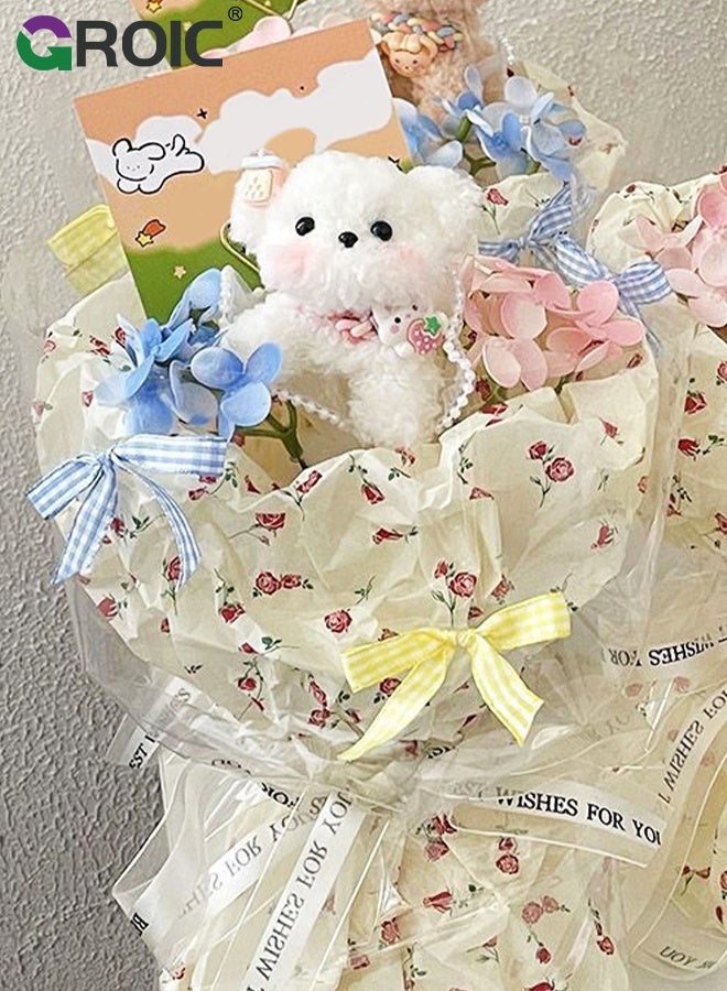 GROIC Doll Bouquet, Stuffed Dog Flower Bouquet with Gift Bag, LED Strip and Greeting Card, Flower for Girlfriend Wife Romantic Gifts for Birthday Graduation Anniversary, White,  Handmade Plush Dog Bouquet - Image 3
