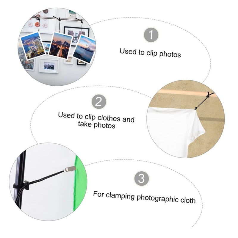 4 Pack Photo Backdrop Clips Fabric Photography Holders Black Adjustable - Image 3