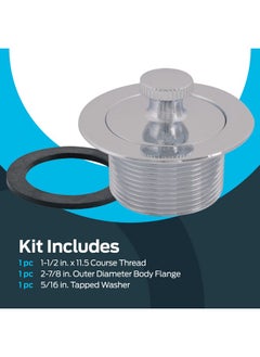 Eastman Lift-n-Turn Bathtub Drain Assembly Kit with Strainer and Stopper, 1-1/2 Inch x 11.5 Coarse Thread, Chrome Plated, 35233 - pzsku/ZC5977C58441B06200854Z/45/_/1740118419/64fe028e-6a2b-42a5-8a80-4e4c22439ddb