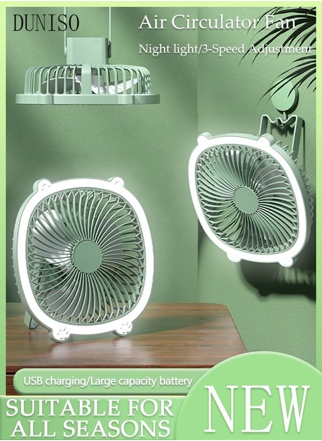 DUNISO Air Circulator Fan with light Small Quiet Turbo Force Desk Fans with Base-Mounted Controls 3 Speed Cooling Fan Floor Fan Wall Mounted Fan for Whole Room Home Bedroom Office  - Image 1