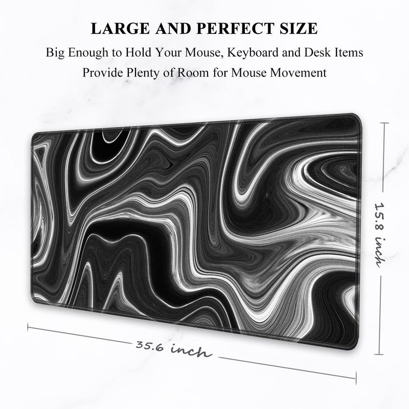Auhoahsil Large Mouse Pad, XXL Gaming Mousepad, Desk Mat for Desktop, Thick Rubber, Big & Long Size, Stitched Edges, Full Desk Pad for Laptop & Computer, Extended 35.4 x 15.7 in, Abstract Contour - Image 2