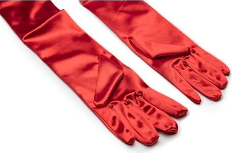 Toyfest Long Shiny Flexible Lycra Gloves 40 cm - 1 Pair - Red  - Image 2