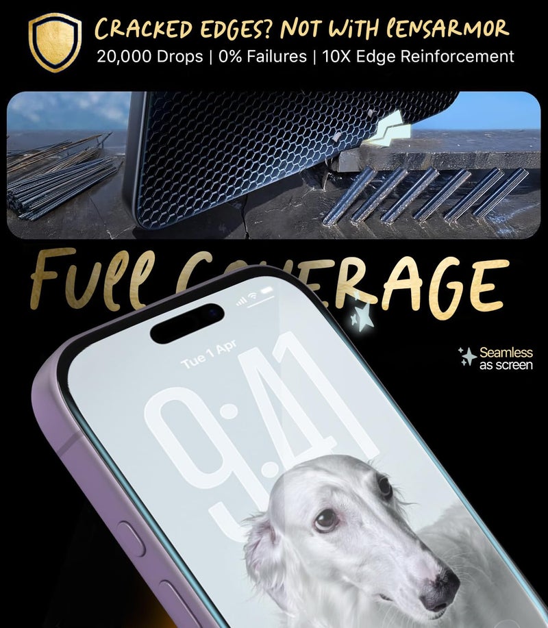 Lensarmor Military Grade 360 Degree Privacy Tempered Glass for iPhone 17 (6.3") – Anti-Spy Screen Protector with Accessories Kit, 9H+ Shatterproof & Scratch Resistant Full Coverage Screen Guard - Image 4