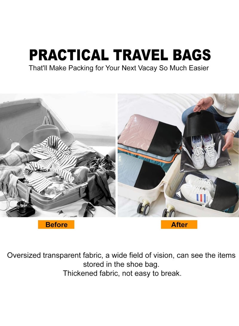 SOLARAE Shoe Bags for Travel, Drawstring Non-Woven Shoe Storage Bags, Large Household Portable Shoes Organizers, Dustproof & Waterproof Sports Shoe Bags for Men Women (6PCS, White & Black) - Image 3