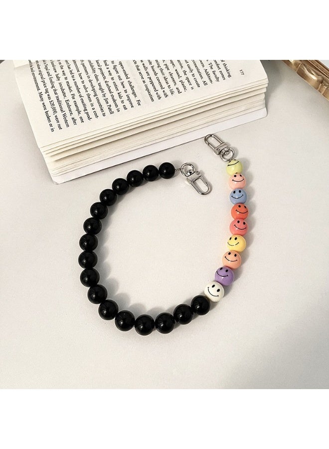 NIBEMINENT Beaded Phone Lanyard, Anti Lost Removable Wrist Strap, Colorful Smiling Face Bracelet Pendant, Phone Keychain Lanyard
