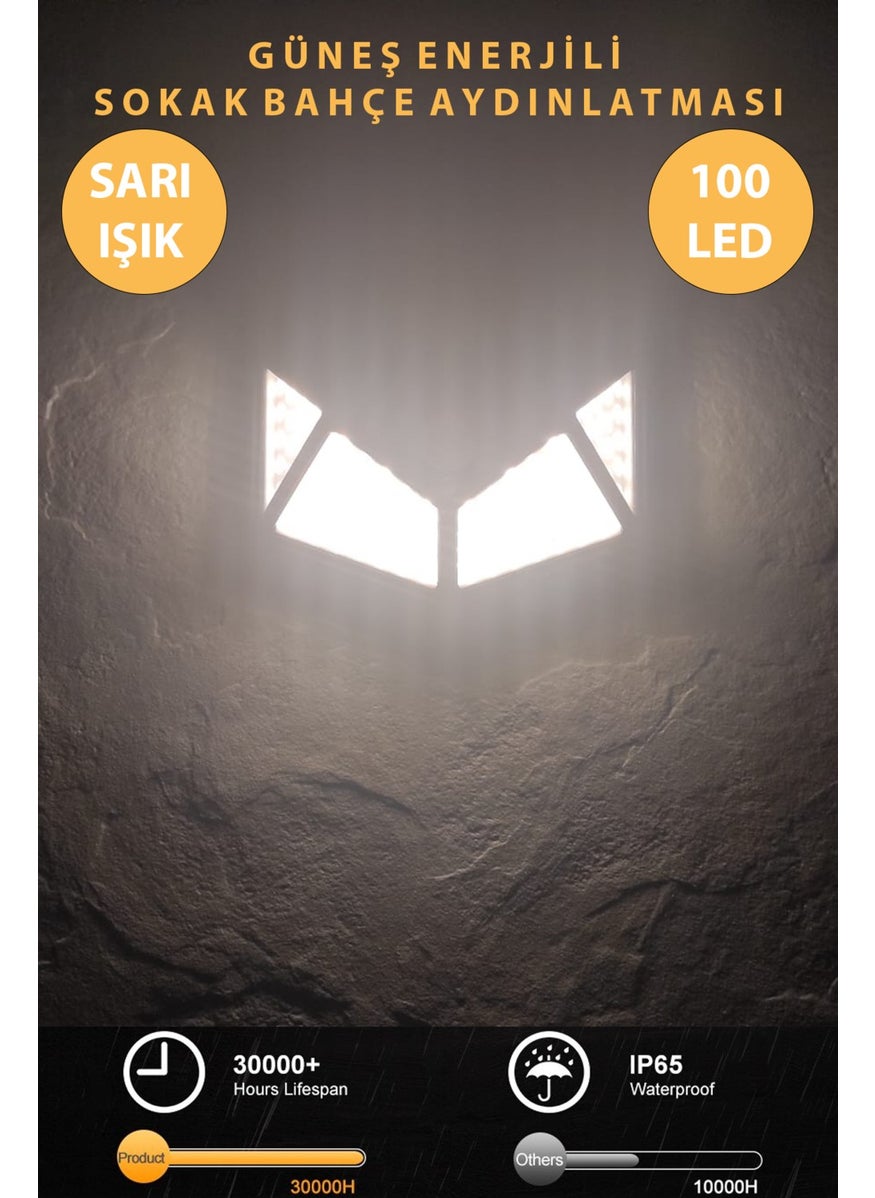 Technosmart 4PCS 100 LEDs Yellow Light Solar Powered Motion Sensor Solar Garden Lamp Charging  - Image 1