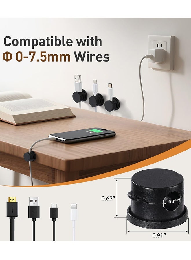 8 Pack Magnetic Cable Clips, Upgraded 360° Rotatable Cord Holder Clips for Nightstand, Desk Cord Organizer Adhesive Wire Management Home Office Phone Charging Cords USB Cable Keeper (Black) - Image 4