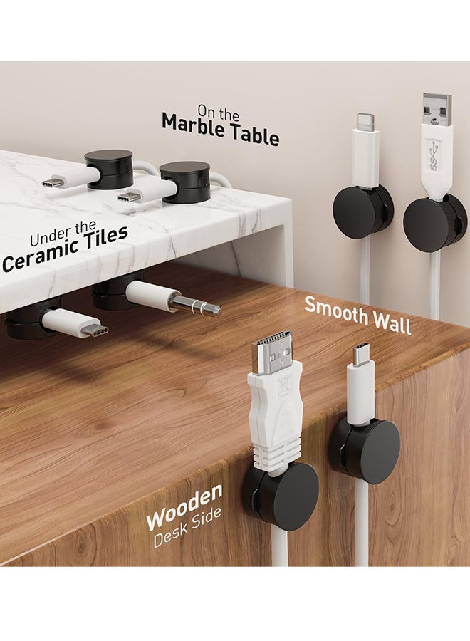 8 Pack Magnetic Cable Clips, Upgraded 360° Rotatable Cord Holder Clips for Nightstand, Desk Cord Organizer Adhesive Wire Management Home Office Phone Charging Cords USB Cable Keeper (Black) - Image 5