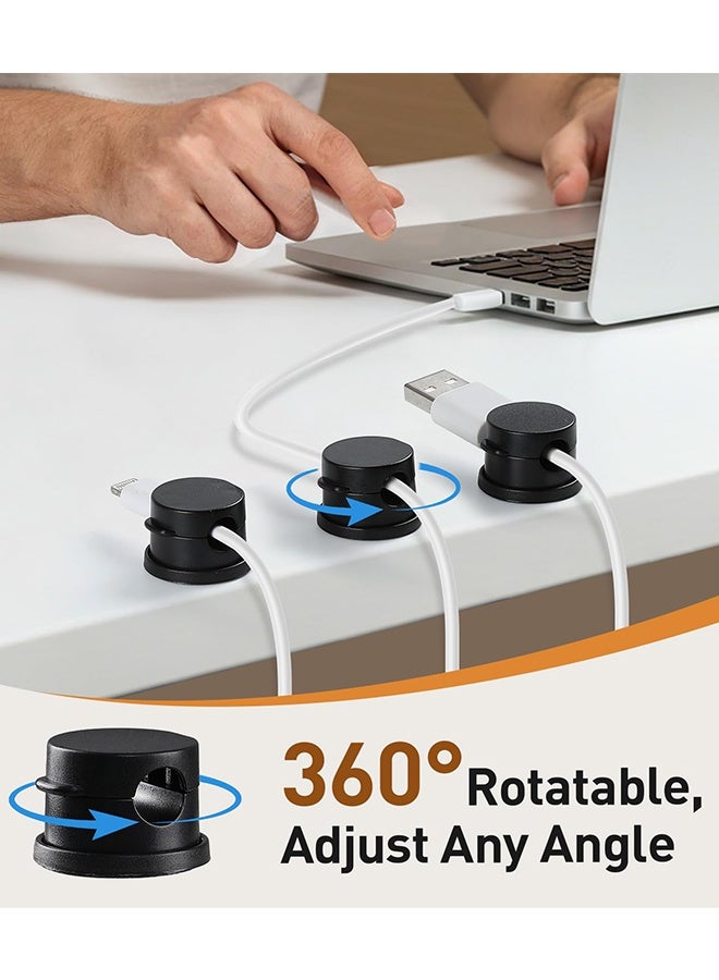 8 Pack Magnetic Cable Clips, Upgraded 360° Rotatable Cord Holder Clips for Nightstand, Desk Cord Organizer Adhesive Wire Management Home Office Phone Charging Cords USB Cable Keeper (Black) - Image 3