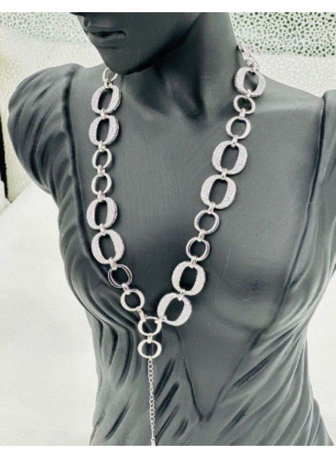 Sterling Silver Necklace with Zircon – Elegant and Dazzling Jewelry for Women - Image 1
