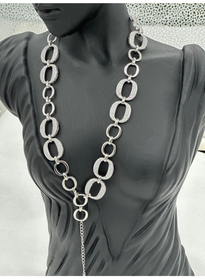 Sterling Silver Necklace with Zircon – Elegant and Dazzling Jewelry for Women - Image 2