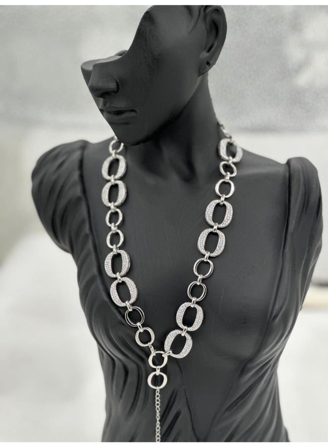 Sterling Silver Necklace with Zircon – Elegant and Dazzling Jewelry for Women - Image 3