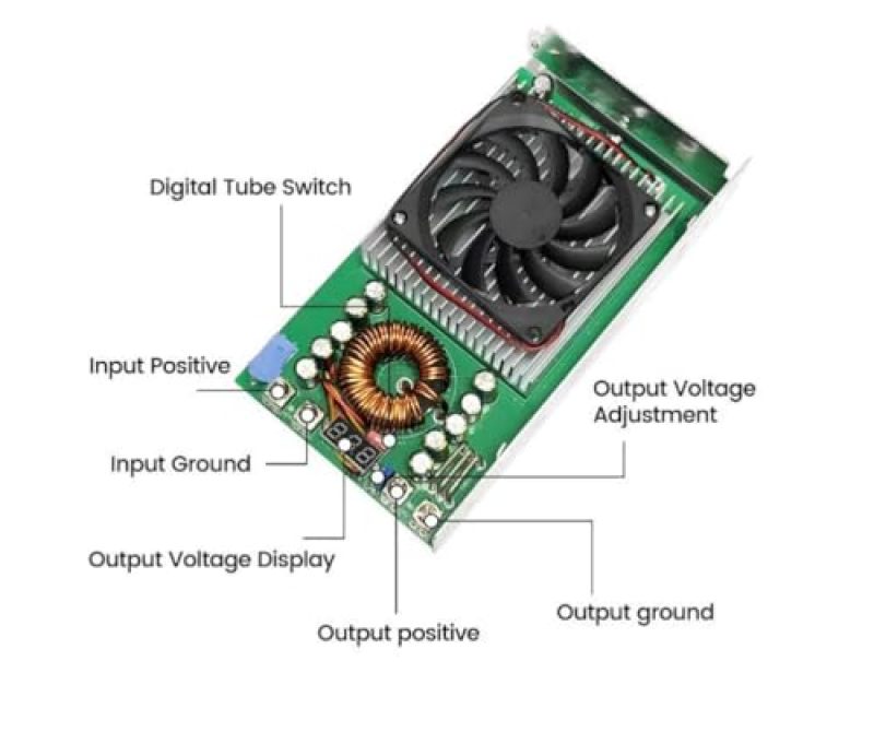 Dc-Dc Buck Converter White 1500W 50A Real-Time Voltage Monitoring Step Down Module - Intelligent Thermal Management Adjustable Voltage Regulator for High-Current Electronics Projects Battery Charging - Image 4