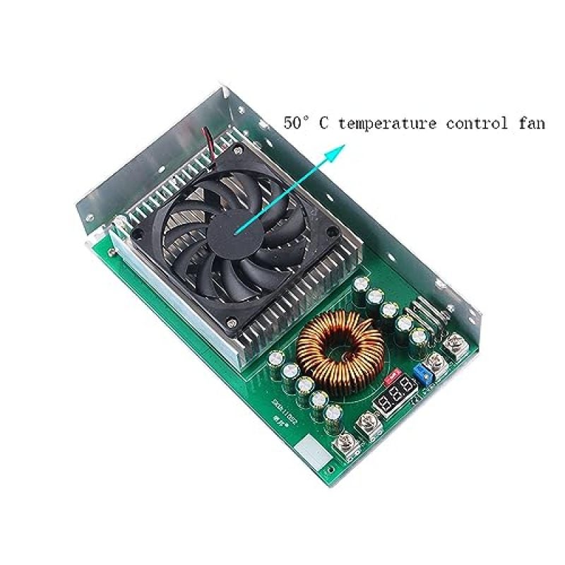 Dc-Dc Buck Converter White 1500W 50A Real-Time Voltage Monitoring Step Down Module - Intelligent Thermal Management Adjustable Voltage Regulator for High-Current Electronics Projects Battery Charging - Image 3