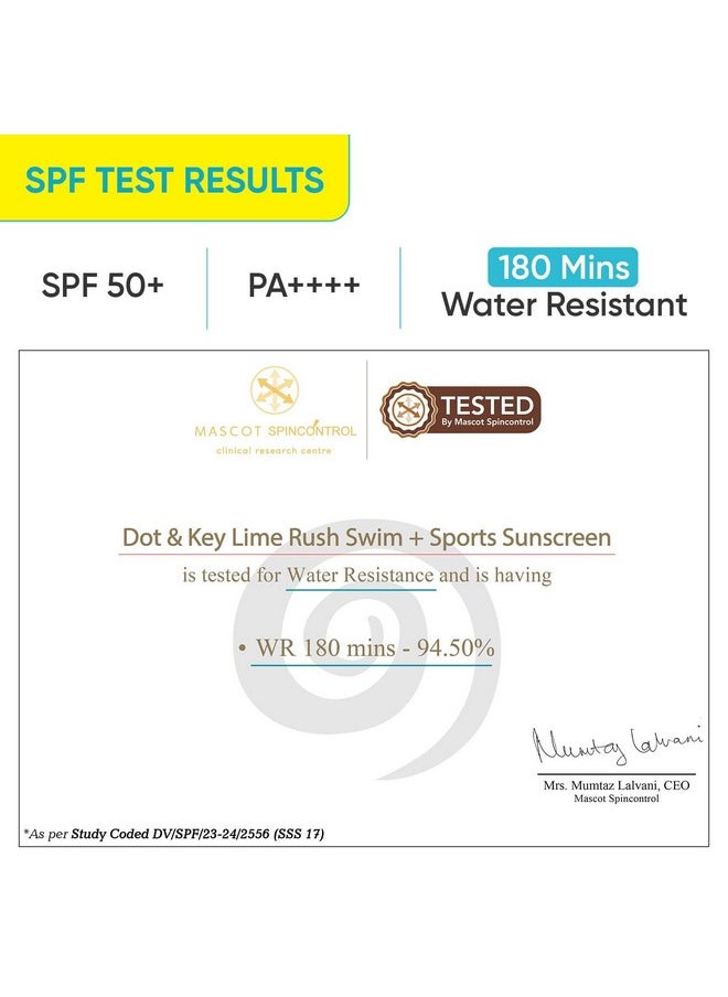 Dot & Key Lime Rush Swim + Sports Sunscreen Spf 50 Pa++++ | Water Resistant & Sweat Resistant Sunscreen | Uv/Uva Protect | No White Cast | Prevents Tan | For All Skin Types | For Women & Men  - Image 3
