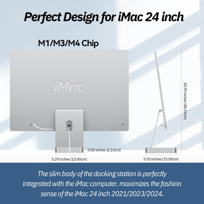 minisopuru USB C Hub for iMac 24 inch 2021/2023/2024, Minisopuru iMac Hub Support M.2 NVMe SSD, iMac Accessories for iMac M1/M3/M4, iMac Adapter with USB A/C 10Gbps, SD/TF, M.2 SSD (Not Included), Silver - Image 4