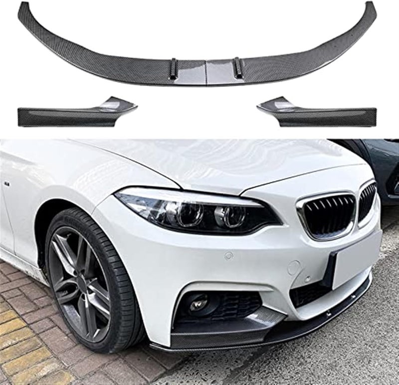 QASULER Carbon Fiber Look Front Bumper Spoiler Lip and Side Splitter - Image 4