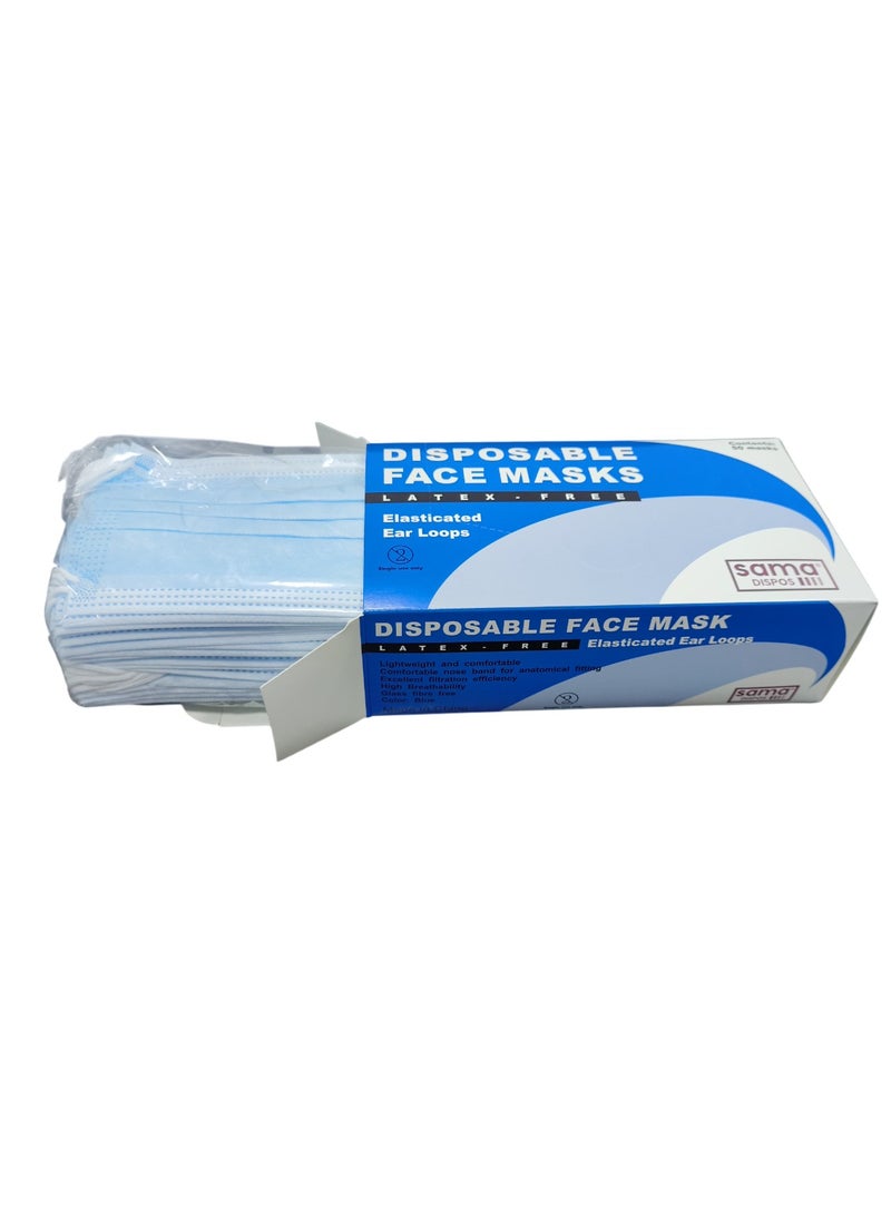 Blue Disposable Face Mask – Latex Free, Pack of 50, Lightweight & Breathable - Image 2
