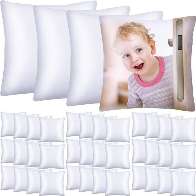 40 PIECES SUBLIMATION THROW PILLOW COVERS 14 X 14 INCH POLYESTER BLANK CUSHION COVERS HEAT TRANSFER CASES WITH INVISIBLE ZIPPER FOR HEAT PRESS PRINTING NO PILLOW INSERT