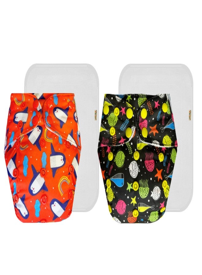 Dumbledo Premium Cloth Diaper with Cotton Insert (Pack of 2) | Soft & Gentle | Reusable & Washable | Adjustable Snaps | Worry-Free Diapering | 3 Months - 3 Years | Unisex Baby - Image 1