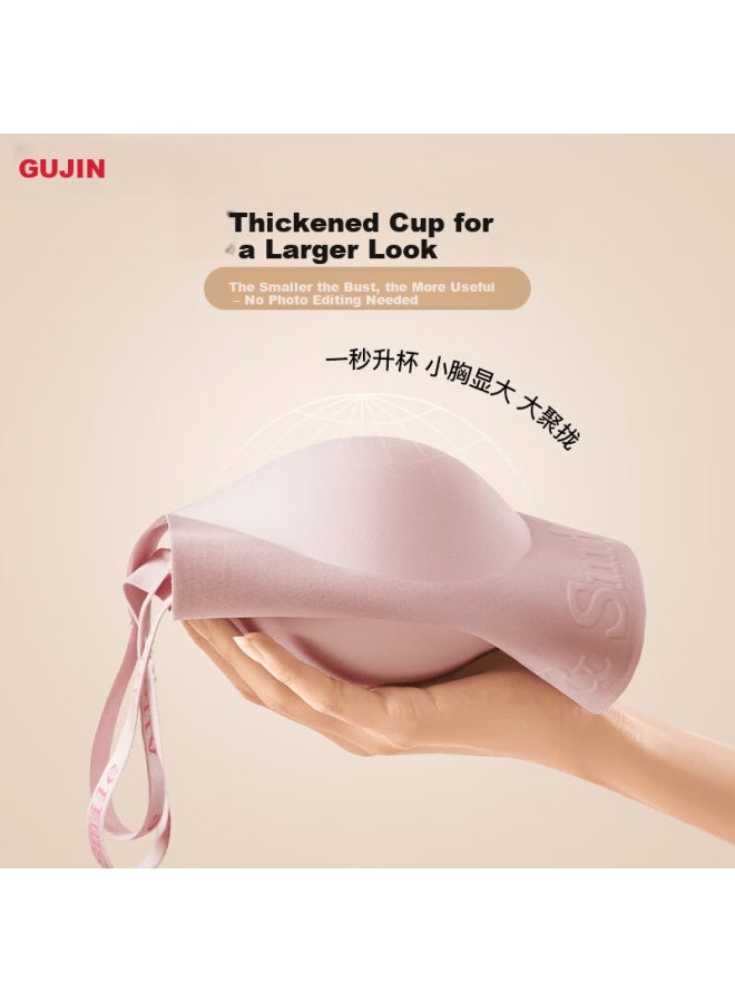 Gujin Invisible Seamless Small Bust Enhancing Massage Support Bra With Letter Shoulder Straps, Wireless Lift, Pink Foundation Liquid Bra L - Image 4