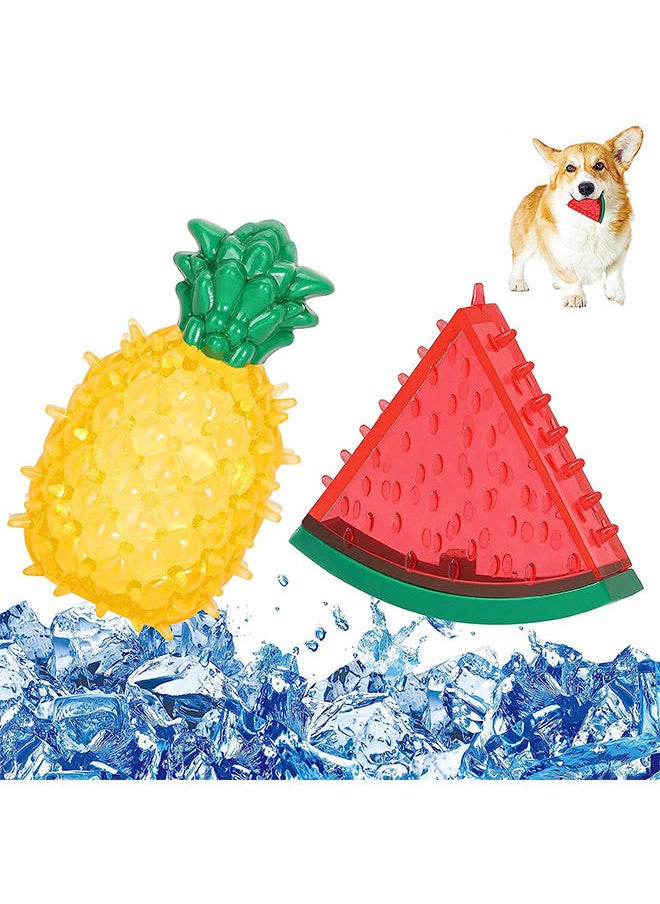 Depend Dogs Chew Toys, Freezable Teether Cooling Dogs Teething Toys, Summer Dogs Ice Chewing Toys, Aquatic Fetch Dogs Treats Toys for Puppies, Small & Medium Dogs（Watermelon + Pineapple）  - Image 1