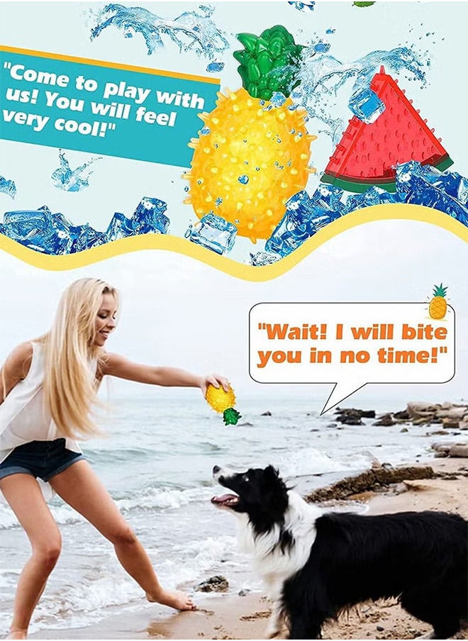 Depend Dogs Chew Toys, Freezable Teether Cooling Dogs Teething Toys, Summer Dogs Ice Chewing Toys, Aquatic Fetch Dogs Treats Toys for Puppies, Small & Medium Dogs（Watermelon + Pineapple）  - Image 4